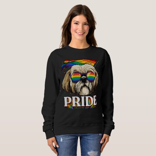 LGBT Shih Tzu Gay Pride LGBTQ Regenboog Vlag Sungl Trui (Voorkant volledig)