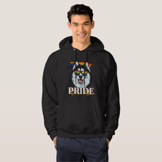 Lgbt Siberian Husky Gay Pride Lgbetq Rainbow Flag  Hoodie (Voorkant volledig)