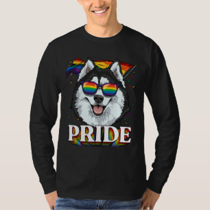 Lgbt Siberian Husky Gay Pride Lgbetq Rainbow Flag  T-shirt