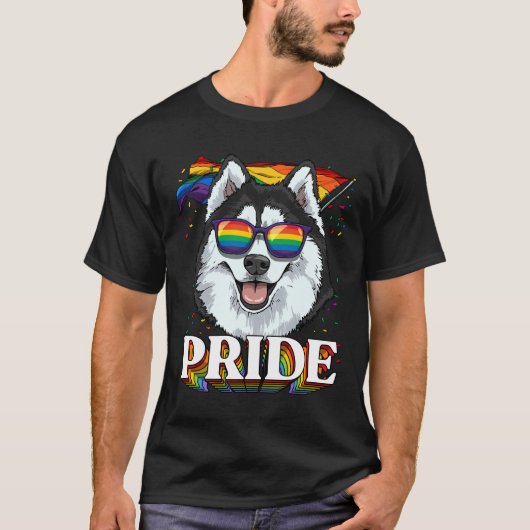 Lgbt Siberian Husky Gay Pride Lgbetq Rainbow Flag  T-shirt (Voorkant)