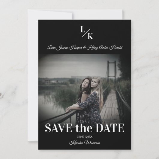 LGBT Simple Chic Minimalist Classic Photo Engaged Save The Date (Voorkant)
