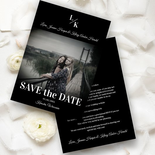 LGBT Simple Chic Minimalist Classic Photo Engaged Save The Date