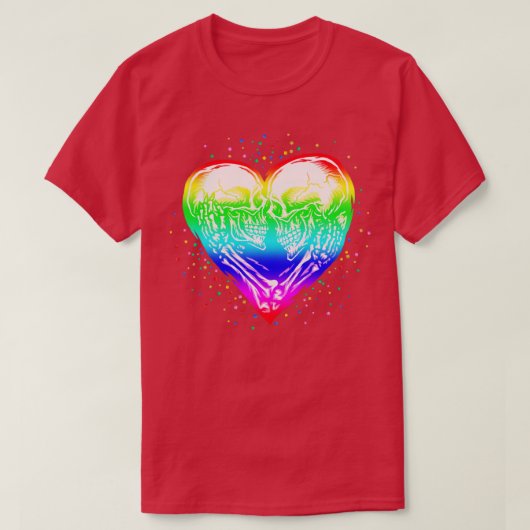 LGBT Skeletskop Rainbow Pride Heart T-shirt (Design voorkant)