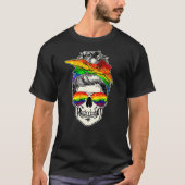 LGBT Skull Messine Bun Rainbow LGBTQ Gay Pride LGB T-shirt (Voorkant)