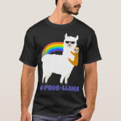 LGBT-sleuf voor llama regenboog, geen prob T-shirt (Voorkant)