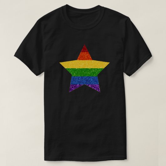 LGBT Star Pride Flag Glitter T-shirt (Design voorkant)