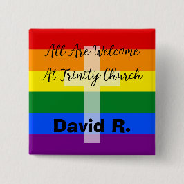LGBT Supportive Christelijke knoop met Kruis Vierkante Button 5,1 Cm