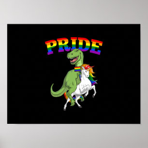 Lgbt T-Rex Dinosaur Unicorn Gay Pride Rainbow Lgbt Poster