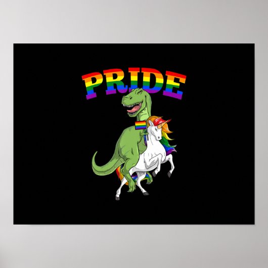 Lgbt T-Rex Dinosaur Unicorn Gay Pride Rainbow Lgbt Poster (Voorkant)