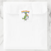 Lgbt T-Rex Dinosaur Unicorn Gay Pride Rainbow Lgbt Vierkante Sticker (Tas)