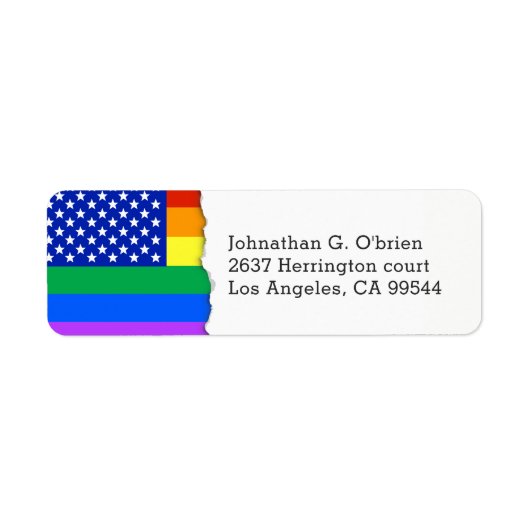 LGBT thema Amerikaanse vlag | Retouradres Etiket (Voorkant)