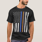LGBT Thin Blue Line Rainbow American Flag Gay Poli T-shirt (Voorkant)