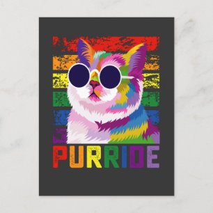 LGBT Tie Dye Pride Cat Purride Gay Rainbow Retro Uitnodiging Briefkaart