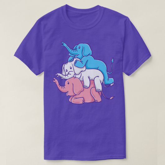 LGBT Trans Pride Elephant Pile Transgender T-shirt (Design voorkant)