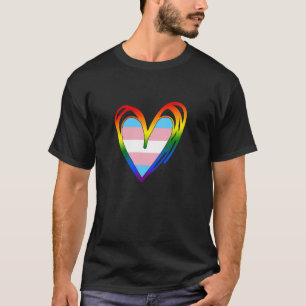 LGBT Trans Pride-vlag Cute Heart Grafisch Subtiele T-shirt