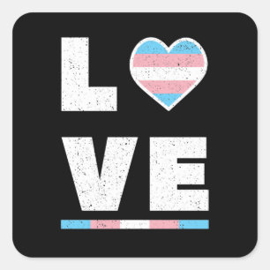 LGBT Transgender Pride Flag Distress Grunge Love Vierkante Sticker