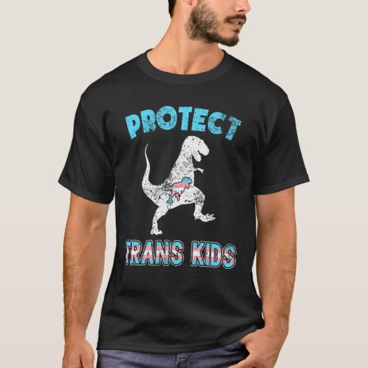 LGBT Transgender Pride Vlag Leuke Dinosaurus Besch T-shirt (Voorkant)