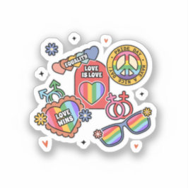 LGBT+ trots. Liefde is liefde, gelijkheid, trotsda Sticker