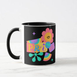 LGBT+ trots. Regenboog liefde. Zonnebloem liefde. Mok