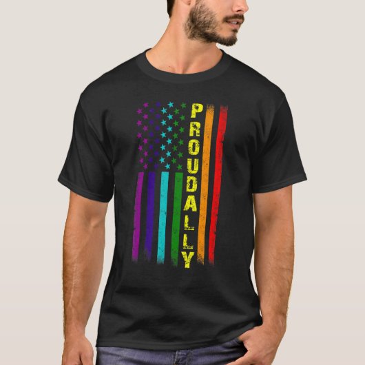 LGBT Trotse Ally LGBTs Trotse Amerikaanse Vlaggen  T-shirt (Voorkant)