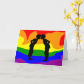 LGBT Twee Mannen Kussen Silhouette Wenskaart Kaart (Gele Bloem)