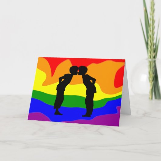 LGBT Twee Mannen Kussen Silhouette Wenskaart Kaart (Voorkant)