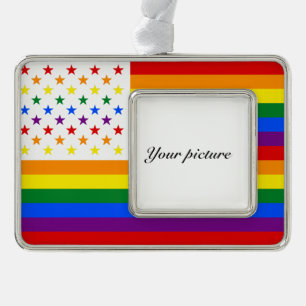 LGBT USA VERZILVERD OMLIJST ORNAMENT