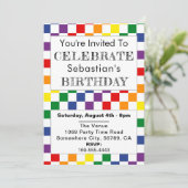 LGBT verjaardagsfeestje regenboog check Kaart (Staand voorkant)