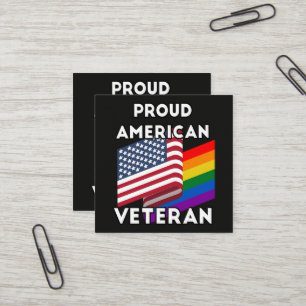 Lgbt Veteranen - Amerikaanse Vlag Vierkante Visitekaartje