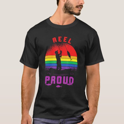 Lgbt Vist Reel Proud Gay Angler Retro Queer Pri T-shirt (Voorkant)