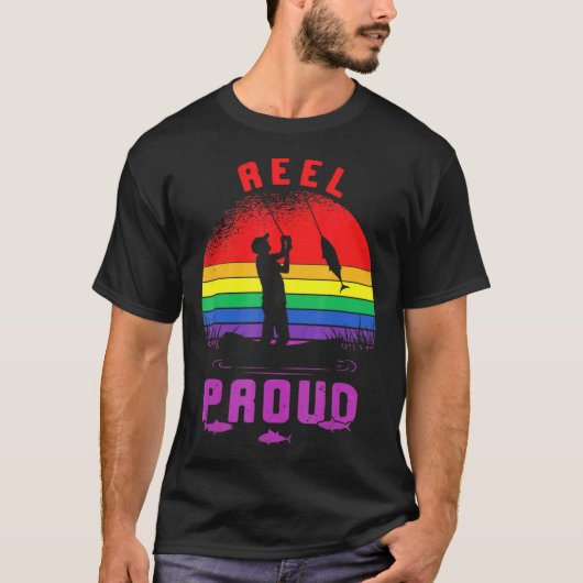 Lgbt Vist Reel Proud Gay Angler Retro Queer Pri T-shirt (Voorkant)