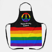 LGBT-vlag en -vredesteken met aangepaste tekst Schort (Voorkant)