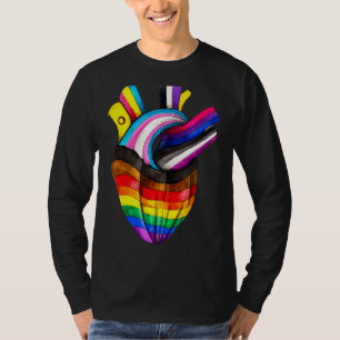 Lgbt vlag hartslag gay lesbisch weerstand regenboo t-shirt