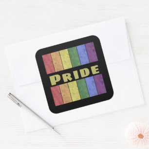  LGBT-vlag in nood zwart en tekstpride Vierkante Sticker