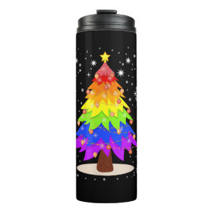 LGBT Vlag Kerstboom Prettig Kerstfeest Homoseksuee Thermosbeker