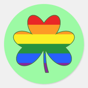 LGBT Vlag Kleur Shamrock Klassieke Ronde Sticker