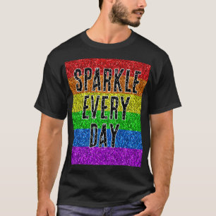 LGBT-vlag levendig Glitter elke dag tekst aanpasse T-shirt