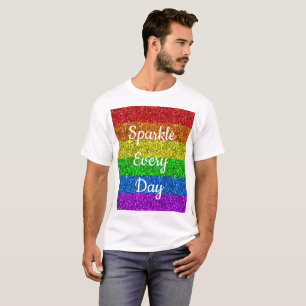 LGBT-vlag levendig Glitter elke dag tekst aanpasse T-shirt