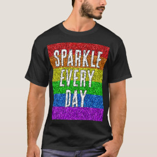 LGBT-vlag levendig Glitter elke dag tekst aanpasse T-shirt