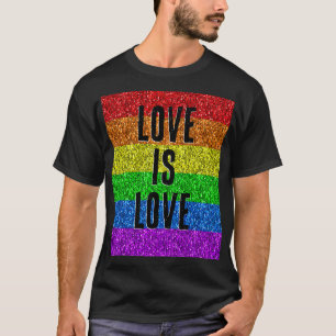 LGBT-vlag levendig Glitter Liefde tekst aanpassen T-shirt