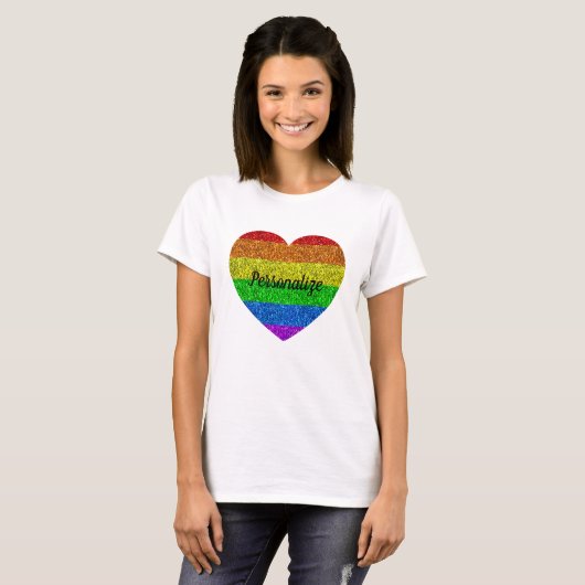 LGBT vlag levendige enkels hartliefde personaliser T-shirt (Voorkant volledig)