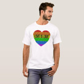 LGBT vlag levendige fonkeling hart liefde is liefd T-shirt (Voorkant volledig)