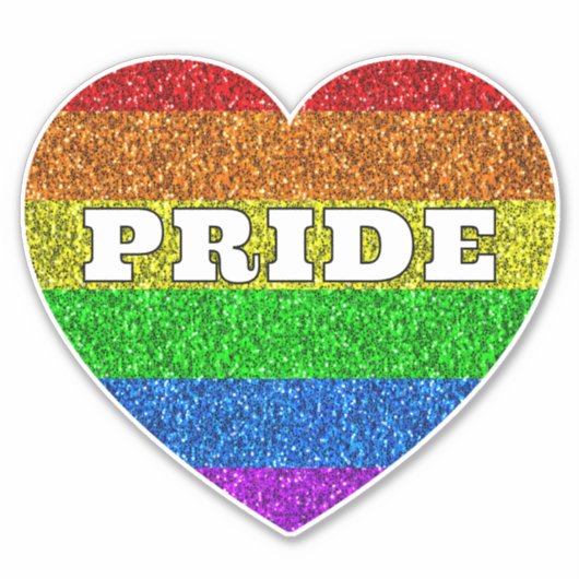 LGBT vlag levendige regenboog glitter hart Pride Sticker (Voorkant)