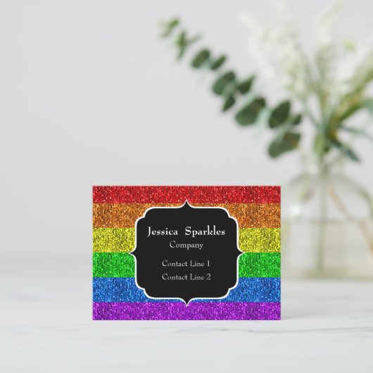 LGBT vlag levendige regenboog glitters schittering Visitekaartje (Staand voorkant)