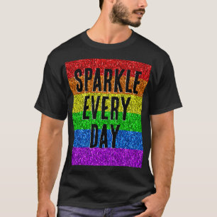 LGBT vlag levendige Sparkle elke dag past de tekst T-shirt