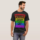 LGBT vlag levendige Sparkle elke gay tekst aanpass T-shirt (Voorkant volledig)