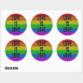 LGBT vlag levendige Sparkle Love tekst aanpassen Ronde Sticker (Vel)