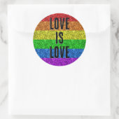 LGBT vlag levendige Sparkle Love tekst aanpassen Ronde Sticker (Tas)