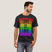 LGBT vlag levendige Sparkle Love tekst aanpassen T-shirt (Voorkant volledig)
