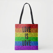 LGBT vlag levendige Sparkle Love tekst aanpassen Tote Bag (Voorkant)